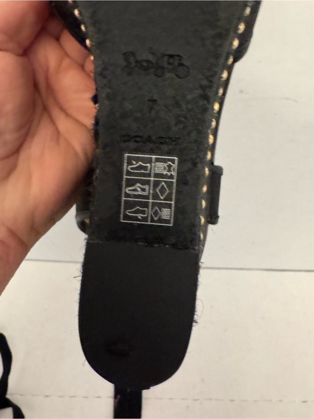 Coach Black Wedge Sandals with Ankle Wraps and Stud Trim (WORN ONCE) - Picture 7 of 9
